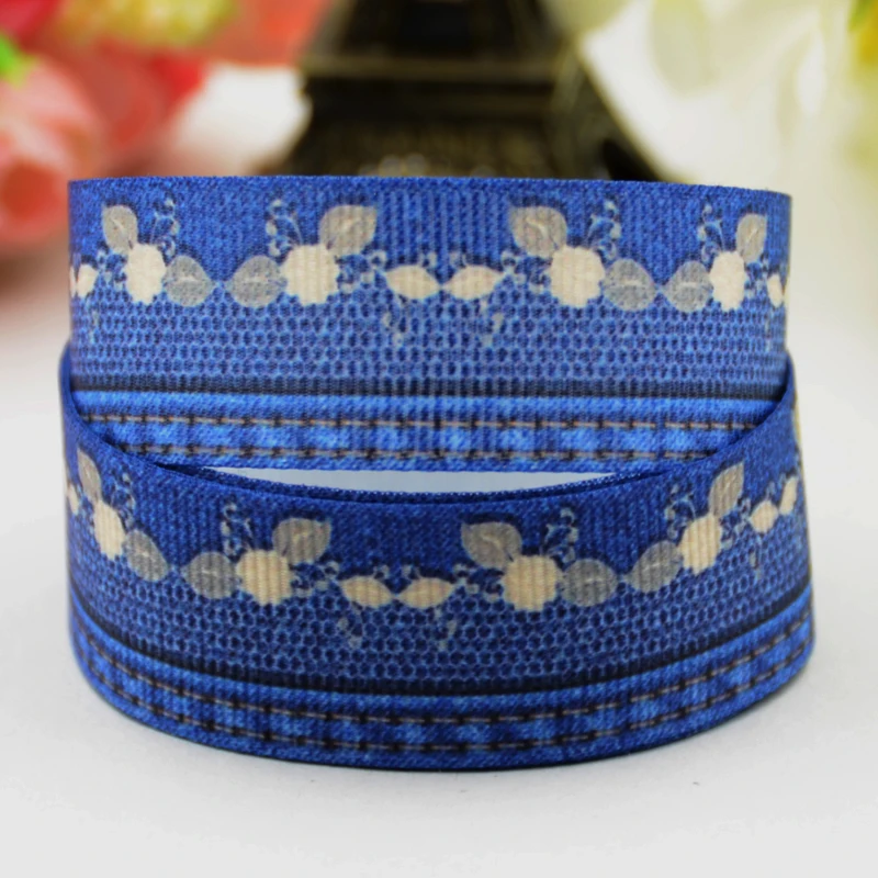 

Репсовая лента 22 мм, 25 мм, 38 мм, 75 мм в новом джинсовом стиле с мультяшным принтом, украшение для вечеринки, 10 ярдов