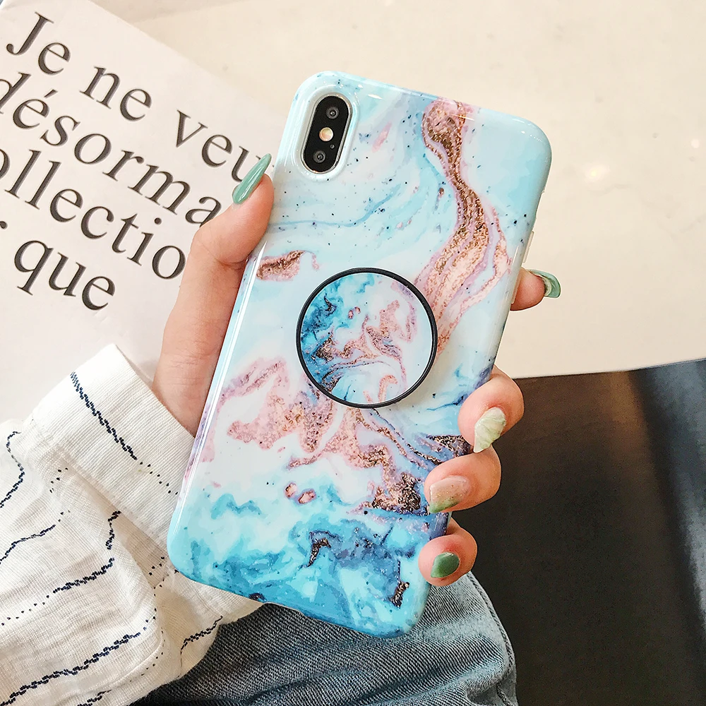 Классический Мрамор Стенд кожаный чехол для телефона с держателем для iPhone 11 Pro Max XR X XS макс 7 8 6S плюс Чехол Мягкий IMD для задней панели телефона с откидной крышкой