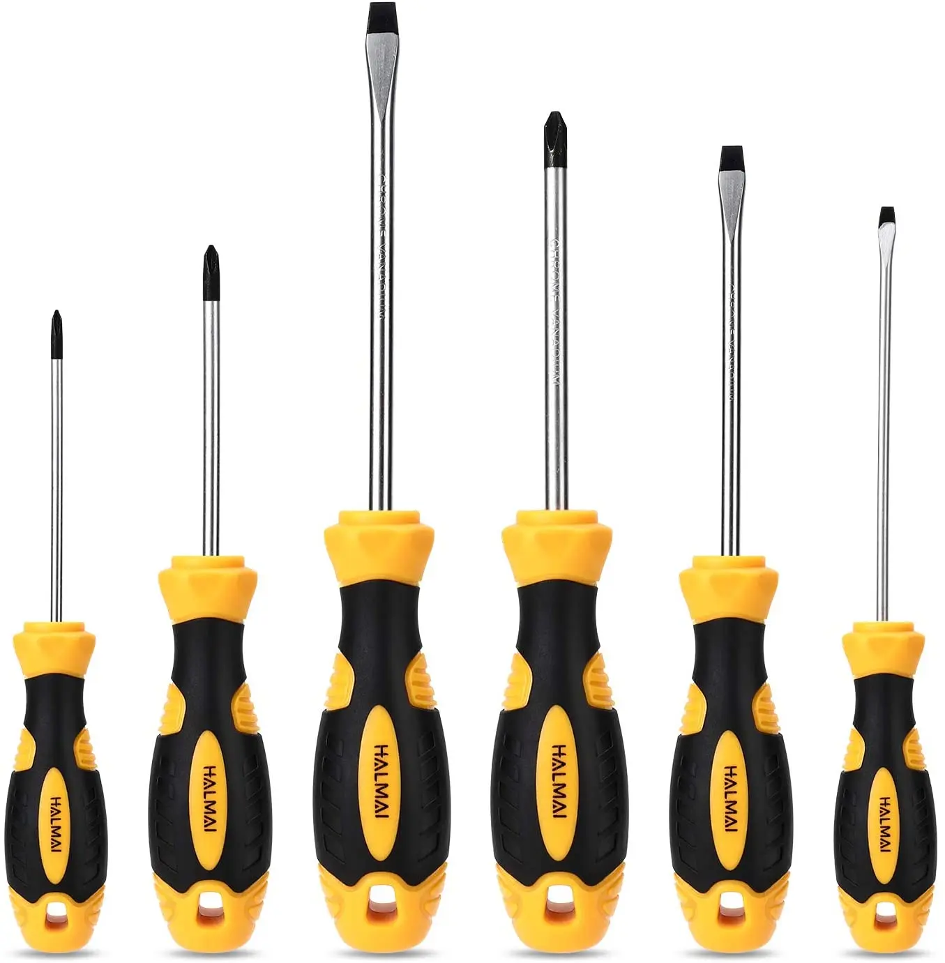 Screwdriver Set Magnetic HALMAI 6 PCS Professional Tips Kit with 3 Phillips and Flat Head Non-Slip Handle | Инструменты