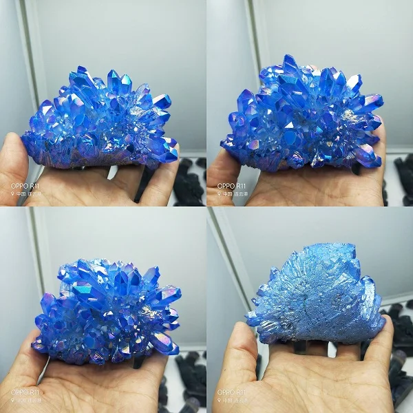 275g Phantom Blue натуральный Титан с покрытием Рок Кварцевый кластер Geode Druzy Кварцевый Минеральный Sampl - Цвет: 275g