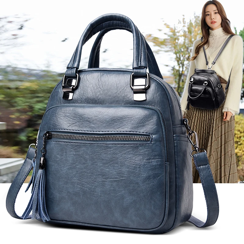 

OLSITTI Anti-theft Pu Leather Backpacks for Women 2021 Solid Color Women Travel Bag Waterproof Personalized Leather Bag Mochila