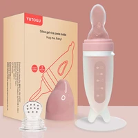 baby rice cereal grains bite spoon cute silicone squeeze type bite happy feeding bottle newborn daily necessities