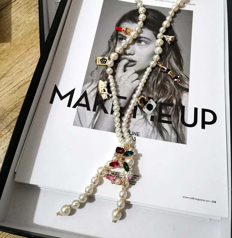 Длинное ожерелье с имитацией жемчуга для женщин кулон № 5 длинное модный дизайн