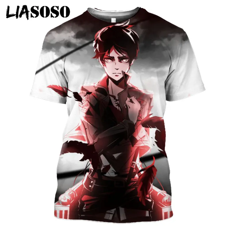 

LIASOSO Women Men Anime Attack on Titan Casual Cosplay T-shirt Horror Giant Fashion T Shirts 3D Print Harajuku Streetwear Tops