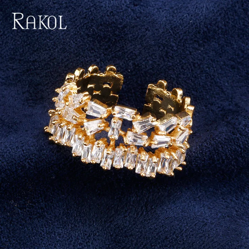 Женские свадебные кольца RAKOL Monaco дизайнерские уникальные циркониевые с микро
