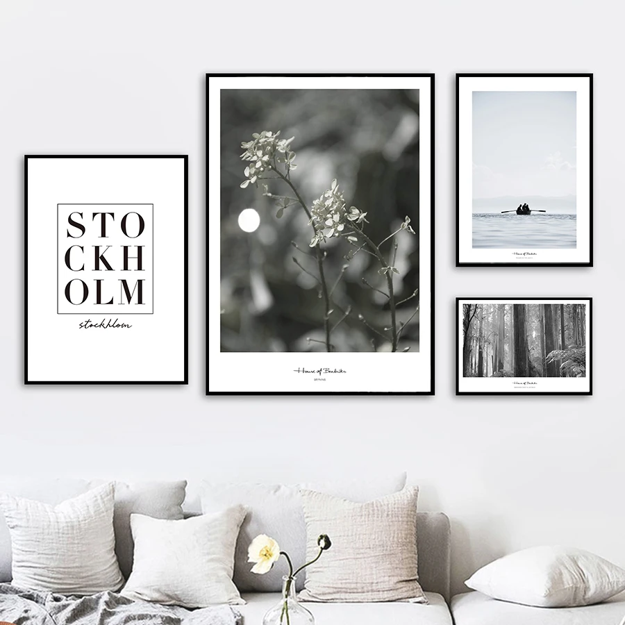 Картины леса природы пейзажная живопись плакат в скандинавском стиле из плотной