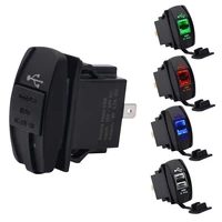 12 24v car motorcycle boat universally waterproof double usb port car charger mobile phone adapter outlet charger led light