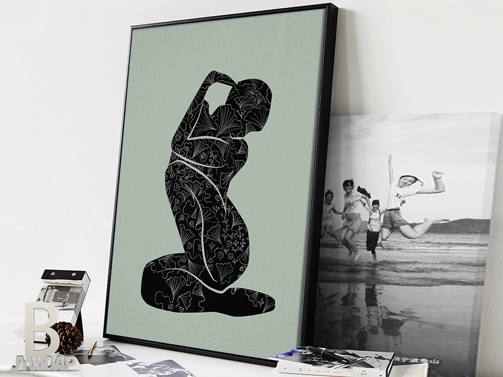 Абстрактный женский силуэт Минималистичная настенная Художественная печать