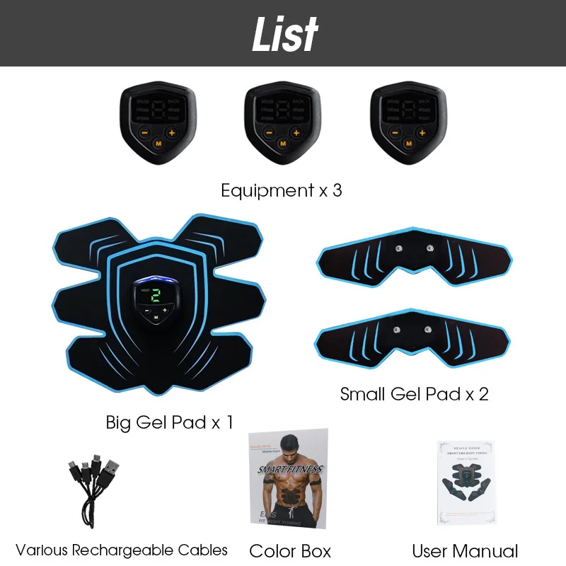 Blue-Box Suit YOUKE 9 светодиодный дисплей умный электрический стимулятор мышц брюшной EMS стимулятор мышц живота массажер унисекс - Цвет: Blue-Box Suit