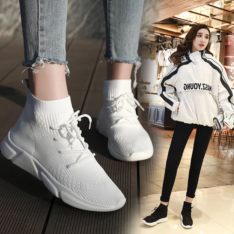 

Женские эластичные носки, Новинка весна-лето 2021, сетчатые дышащие универсальные повседневные спортивные белые кроссовки для бега и студент...