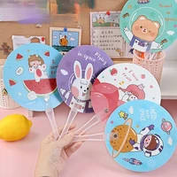 creative summer small fresh and cute cartoon fan portable cool fan hand fan round plastic fan custom
