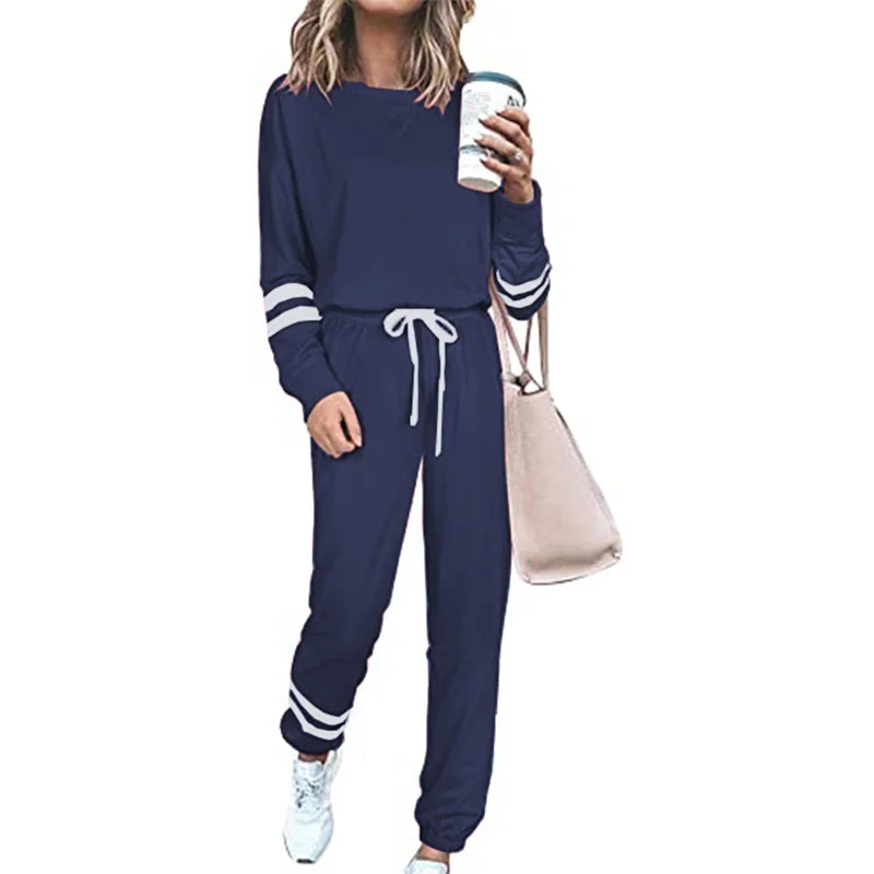 

Fashion Tracksuit Women Two Piece Set Autumn Lady Pure Color Loose Casual Outfits Long Sleeve Top Drawstring Pants Matching Sets