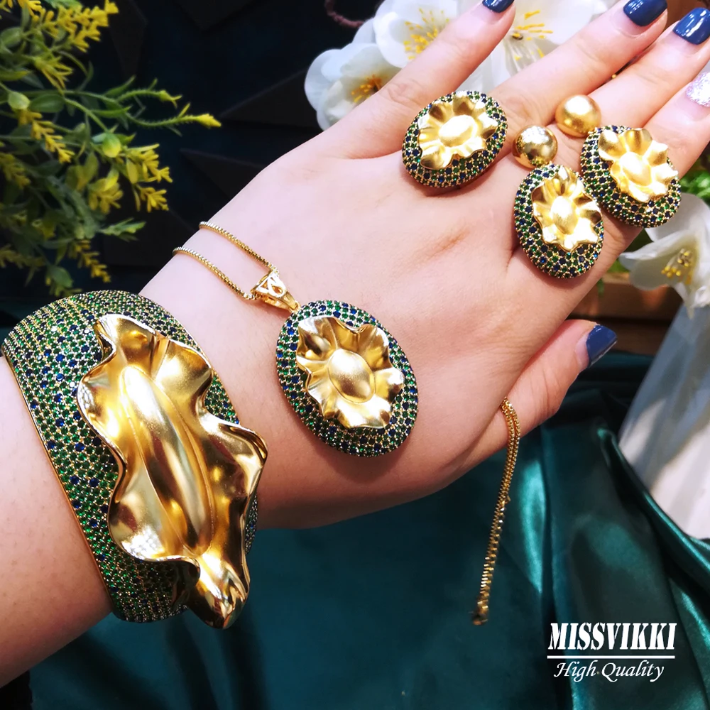 

Роскошные покрытые манжеты из сплава, роскошное ожерелье из Дубая, широкий женский комплект ювелирных изделий, свадебный набор ювелирных и...