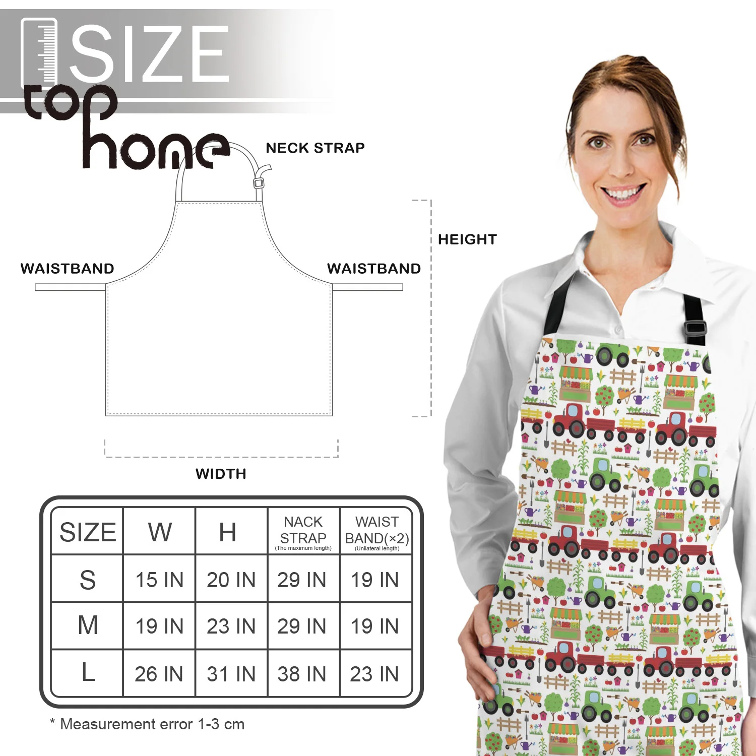 Tophome Кухонный Фартук с мультяшным автомобилем регулируемые фартуки из парусины