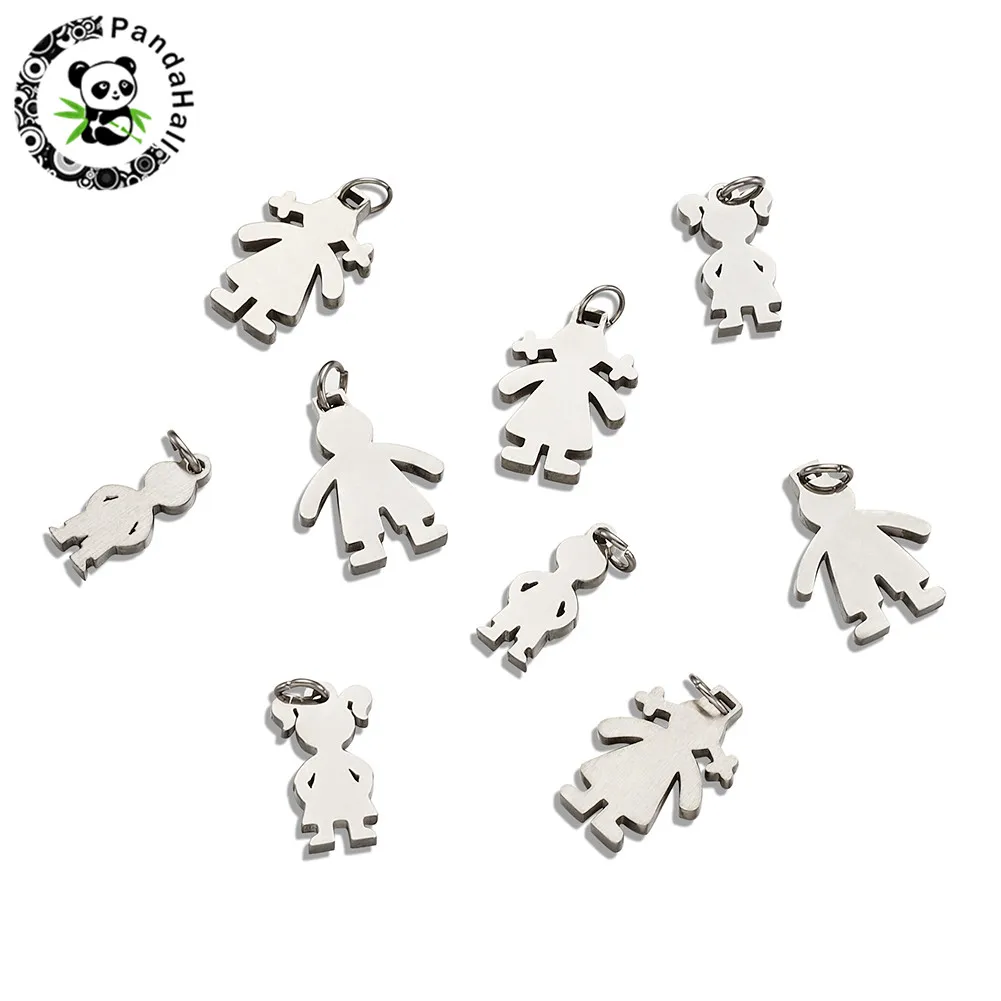 

304 Stainless Steel Figure Pendants Boy Girl for Jewelry Making DIY Golden Stainless Steel color 18x14x2mm, Hole: 3mm,20pcs/lot