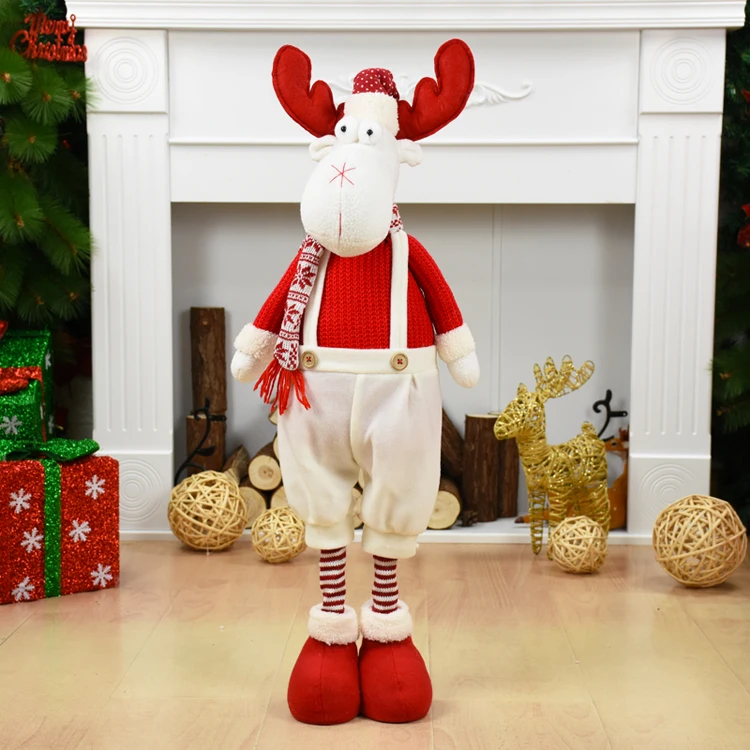 Год 100cm Christmas Dolls Retractable Santa Claus Snowman Elk Toys Figurines Christmas Gift Tree Ornament