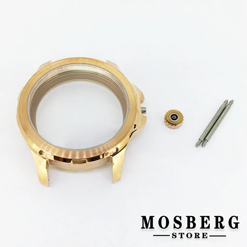 44mm Silver Black Rose Gold Watch Case Solid 316L Stainless Steel For ETA 6498 6497 ST3600 Movement Accessories Parts - купить по