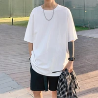 mens new summer korean urban youth simple fashion casual short sleeves loose large size hole t shirt