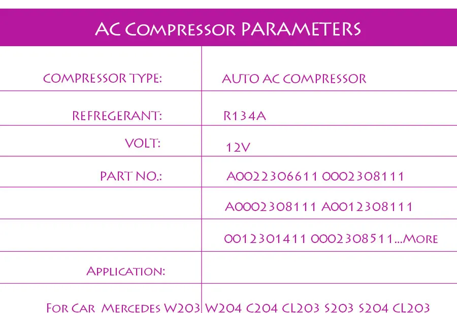 Для ac компрессор mercedes benz w203 W204 W211 W220 A0022306611 0002308111 A0002308111 A0012308111 0012301411 0002308511