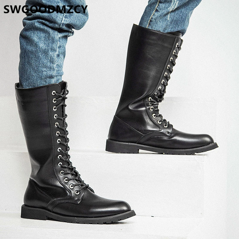 Ковбойские сапоги мужские военные ботинки для верховой езды Дизайнерская обувь