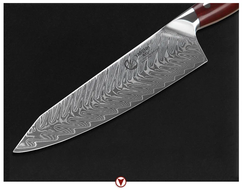 YARENH, 8 дюймов, кухонные ножи, 67 слоев, дамасский нож шеф-повара, профессиональный нож для приготовления мяса, овощей, японский нож, палисандр, ручка