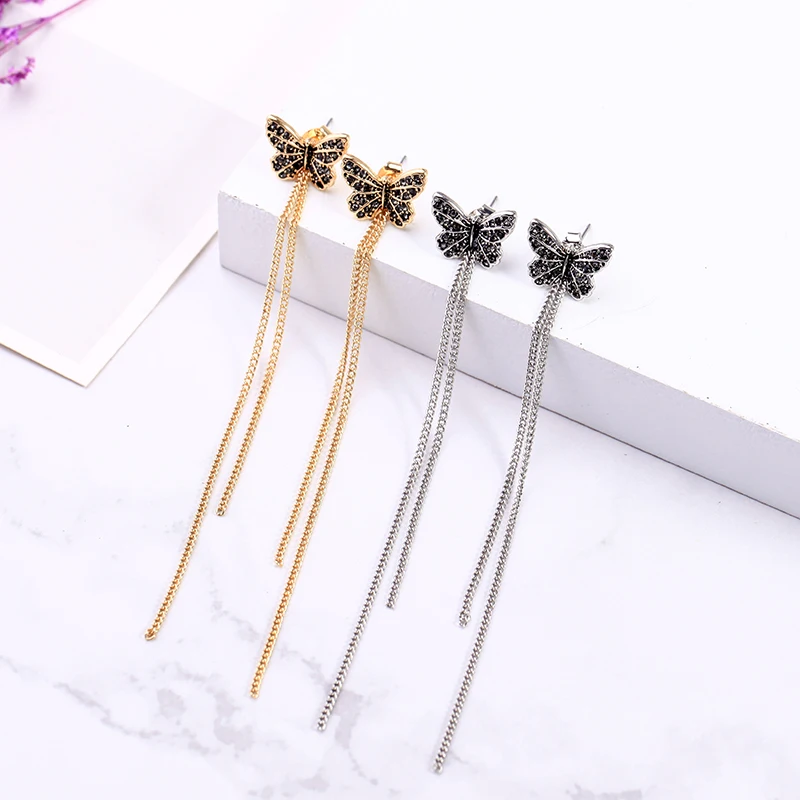 Индийские ювелирные изделия серьги с кристаллами антикварные золотые бабочками