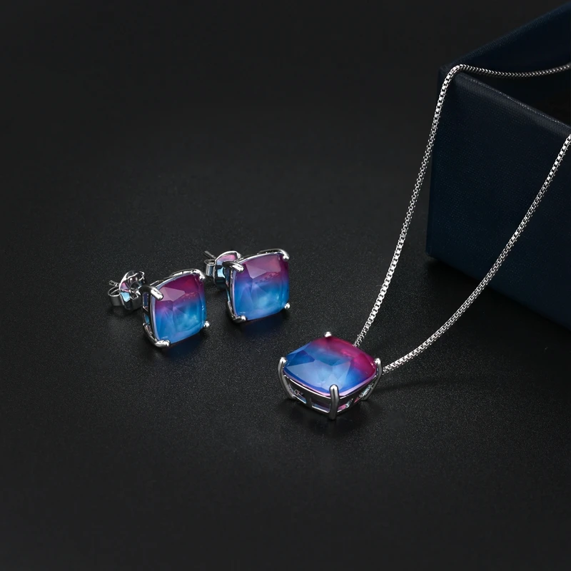 Набор украшений Newranos в виде арбуза турмалина ожерелье с квадратным кулоном