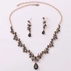 Женский комплект украшений с черными радужными кристаллами, очаровательные Серебристые свадебные серьги-подвески для женщин, милая Геометрическая цепочка для невесты, ожерелье