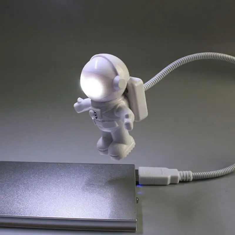 Белый гибкий космонавт астронавт трубка USB СВЕТОДИОДНЫЙ Ночник Лампа для компьютера ноутбук Laptop персональный компьютер для чтения Портативный DC 5V креативный