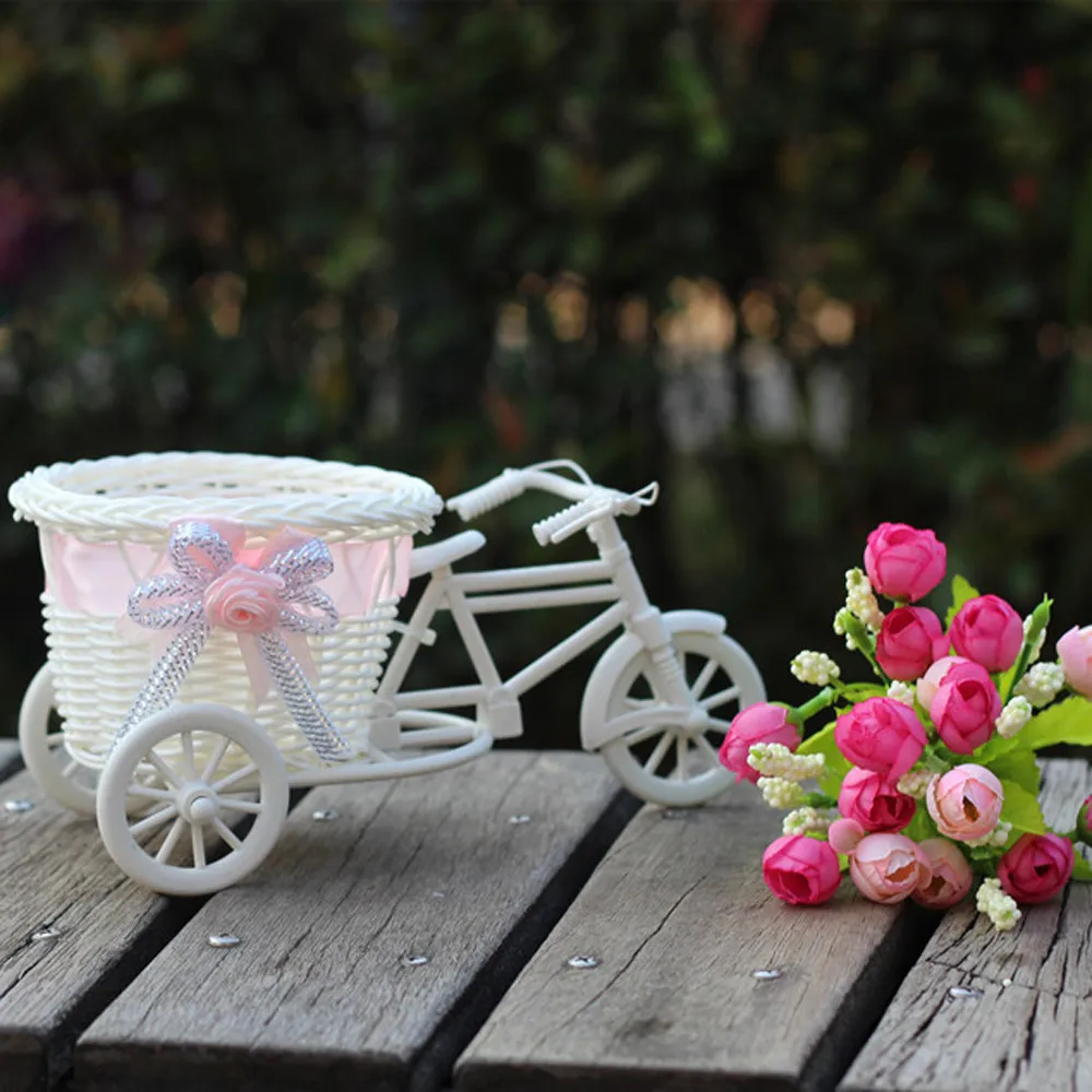 Большой ротанговый трехколесный велосипед цветочный дизайн контейнер для