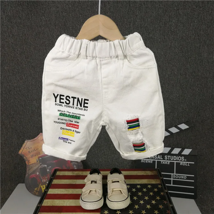 Новые модные джинсы для маленьких мальчиков короткие штаны шорты с дырками