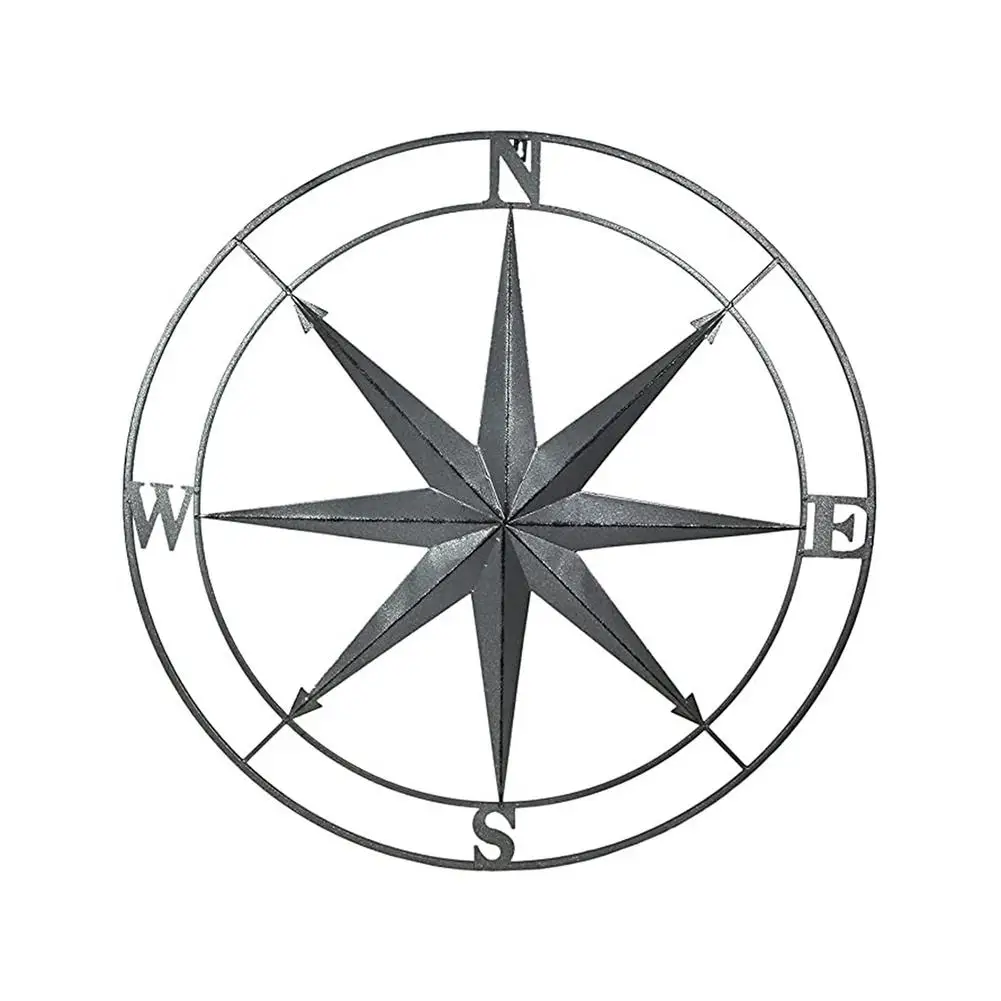 

11inch Distressed Metal Compass Mural Decor Bedroom Living Room Garden Wall Hanging Art Decoration
