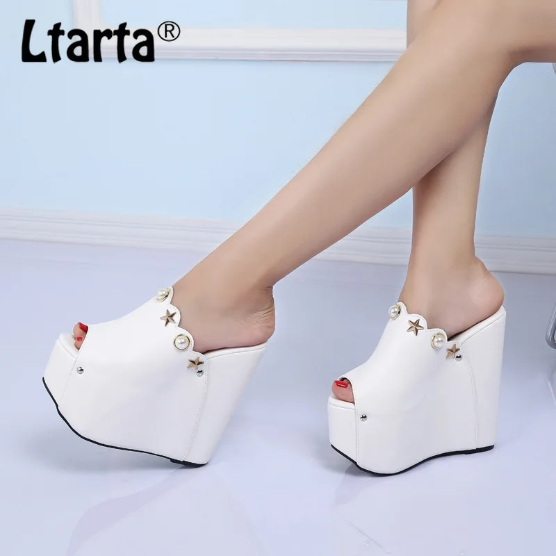 LTARTA/женские босоножки на очень высоком каблуке с открытым носком Шлепанцы 16 см