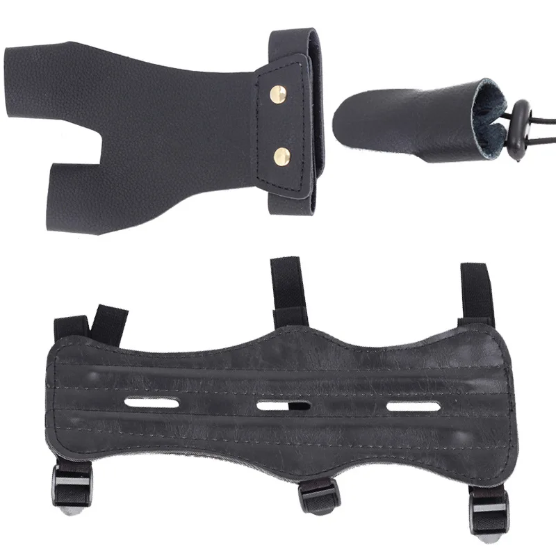 

Archery Handguard Arm Guard Finger Ring Thumb Set