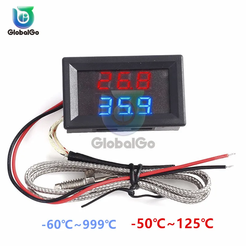 

-60℃~999℃ K-type Thermocouple Thermometer Double Digital Air Liquid Temperature Sensor Meter Test For Vegetable Cultivation