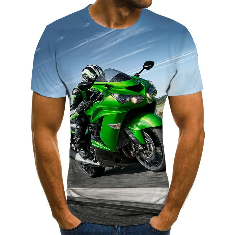 Camiseta de conductor de carreras para hombre, ropa de calle de talla grande, tops de moda de verano, camiseta gráfica de motocicleta, 3D estilo punk, 2020