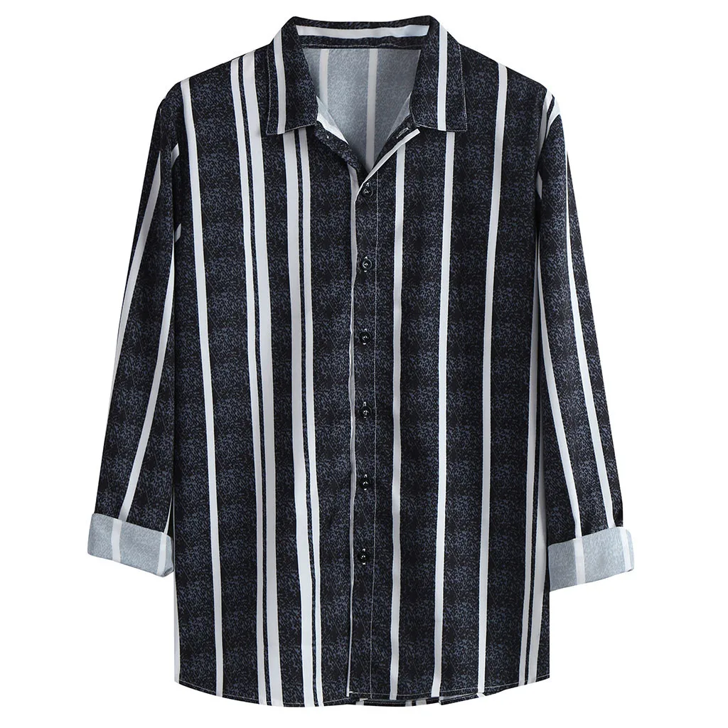 Рубашка Womail мужская с длинным рукавом модная Повседневная Блузка принтом осень