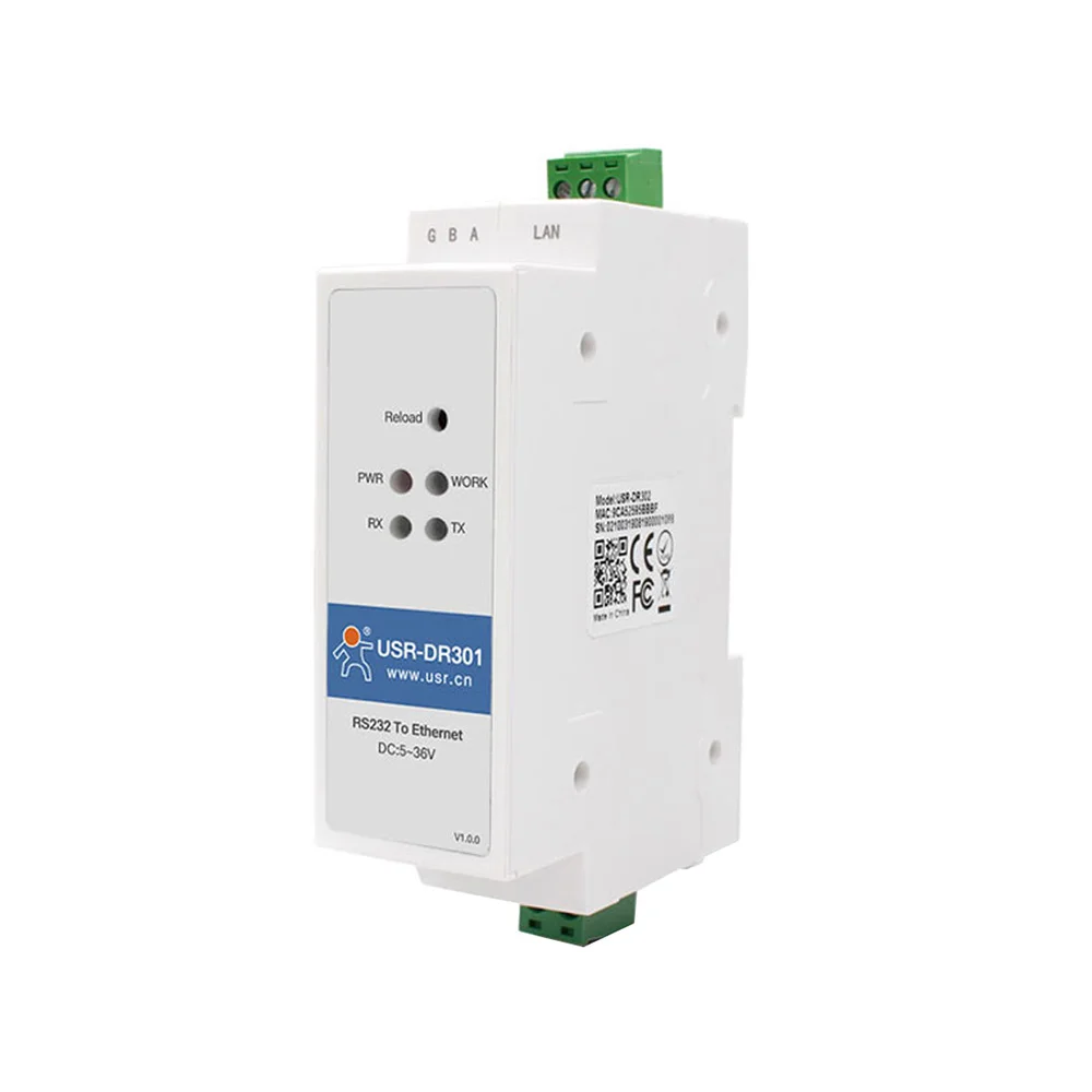 USR DR301 DIN рейка RS232 последовательный преобразователь Ethernet малогабаритное сетевое
