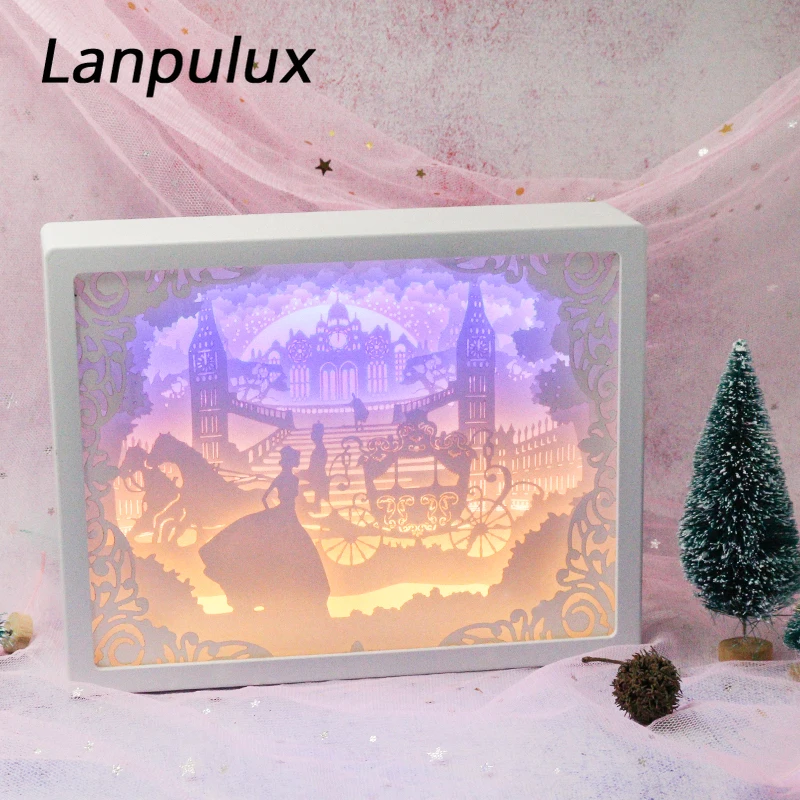 Lanpulux бумажный резной Ночной светильник DIY ручной работы 3D Бумажная скульптура лампа креативный Декор для спальни подарок на Рождество, Хэллоуин