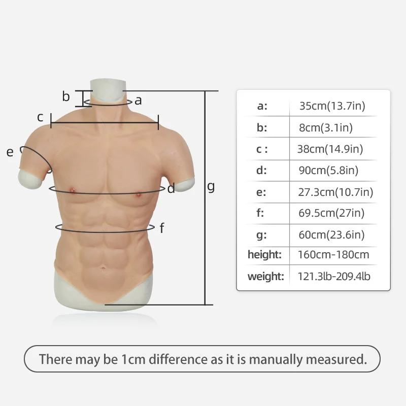 

ROANYER Realistic fake Silicone muscle suit Belly Macho male false Simulation Muscle Man chest for cosplay Halloween bodysuit