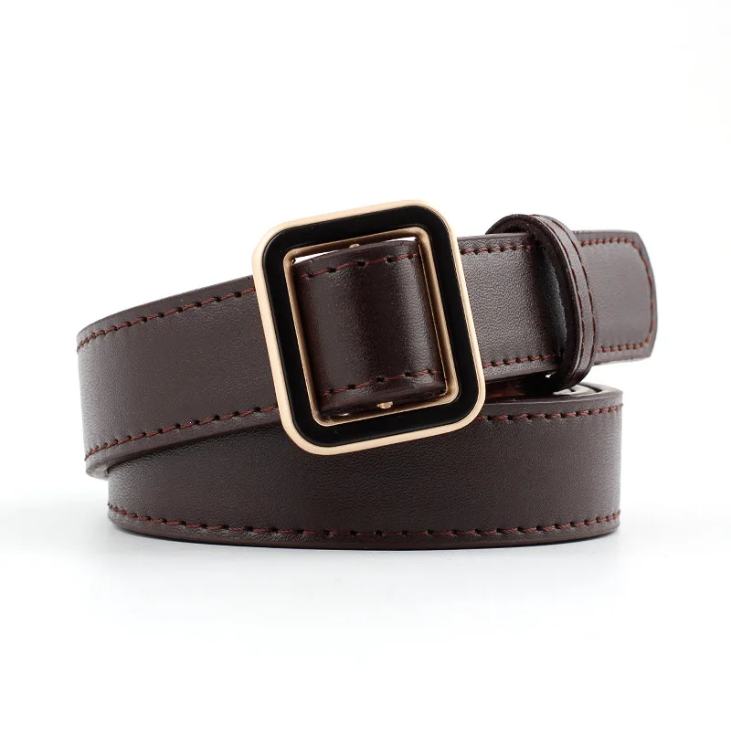 

Newest Needle-free Square Pin Buckle Belt Female Luxury Faux Leather Thin Belts For Jeans Dress Classic Waistband ceinture homme