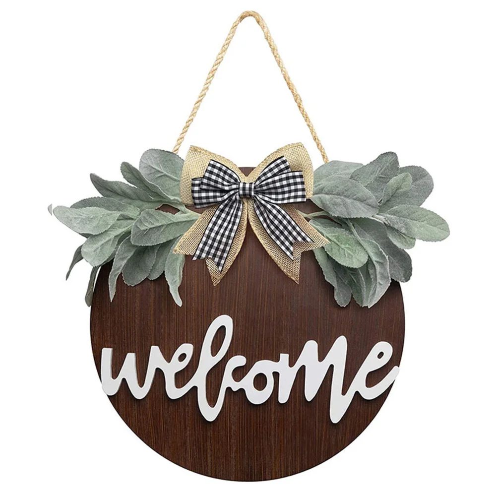 

Бело-черный клетчатый бант с орнаментом, венки, дверные подвески, приветственный знак, украшение, прочный домашний декор, искусственная кож...