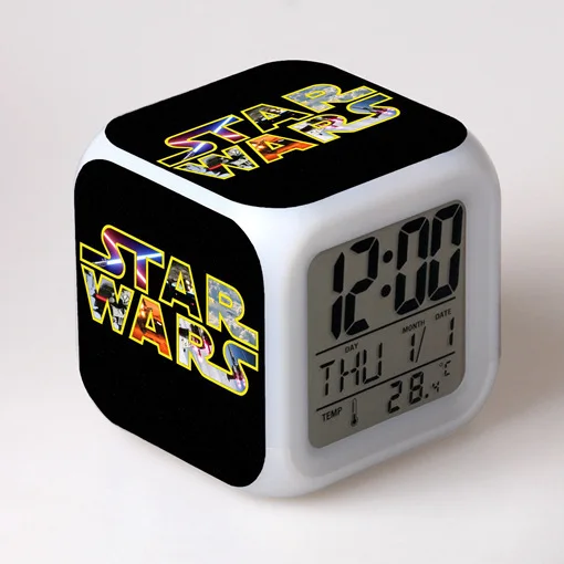 

Action Sci-Fi Movie Printed Alarm Clock Change Color Wake Up Cartoon Custom LED Clock For Kids Children Gift Clock Dropshipping