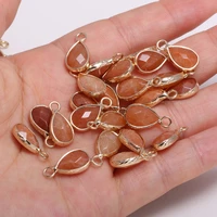 1pcs natural stone water drop shape faceted charm pendant red jades for necklace earring accessories or jewelry making