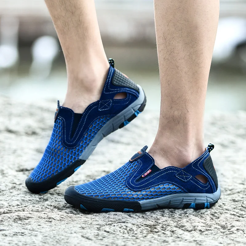 Мужские сетчатые слипоны UEXIA черные легкие воздухопроницаемые повседневные