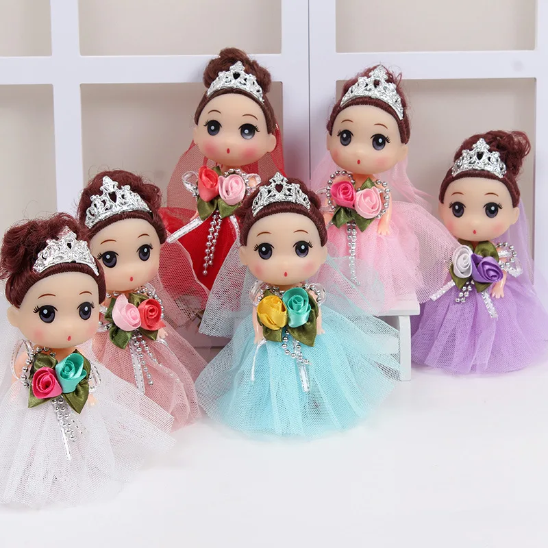 

12cm Imperial Crown Princess Girl Cute Fashion Family Playing House Dolls Keychain Ornaments Mini BJD Dolls Full Set Toys Gift