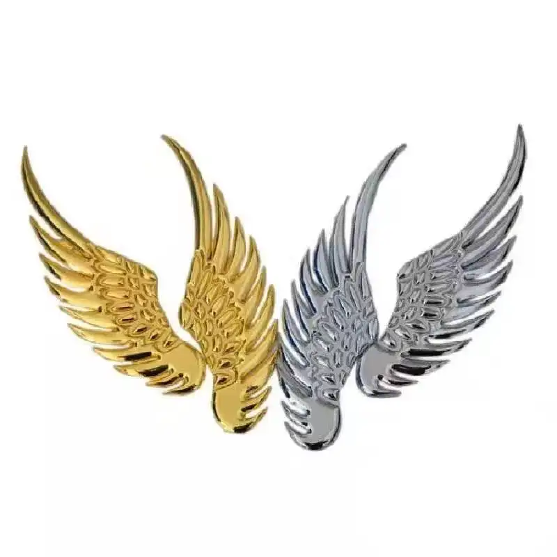 

Hot sale 1Pair 3D dimensional Alloy Metal car stickers Angel Hawk Wings Emblem Badge Decal Car Logo Sticker golden silver color