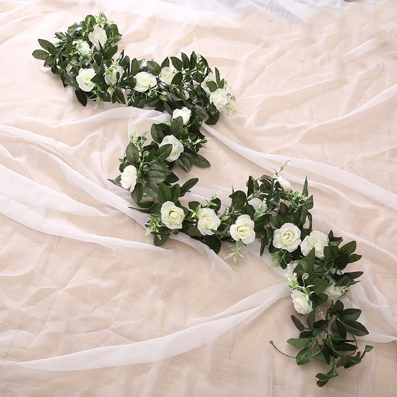 

Artificial Rose Flower Decorative Roses Vine Plants Leaves Garland Flowers Wedding Wall Decoration wall hanging decor