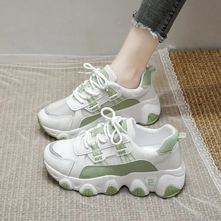 

Кроссовки женские сетчатые, удобные дышащие, на шнуровке, повседневная обувь на платформе, модные весенние, 2021