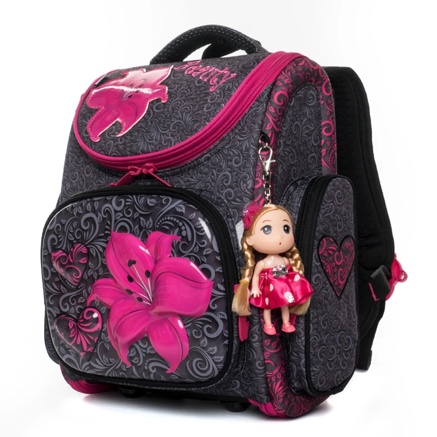 3160 Grade 1-3 3D Cartoon School Bags For Gilrs Floral Pattern Orthopedic Backpack Children School Bag Student Mochila